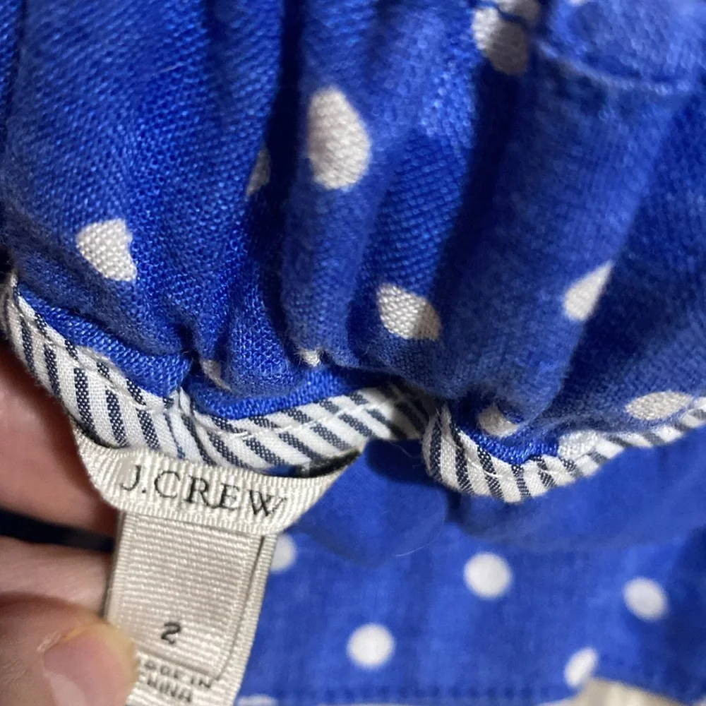 J CREW Sky Blue & White Polka‎ Dot Linen Skirt #46618 Size 2 Women's